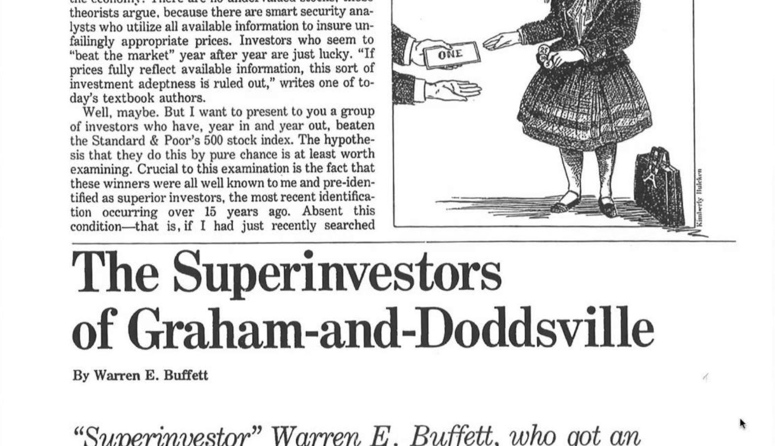 warren buffett essay the superinvestors of graham and doddsville